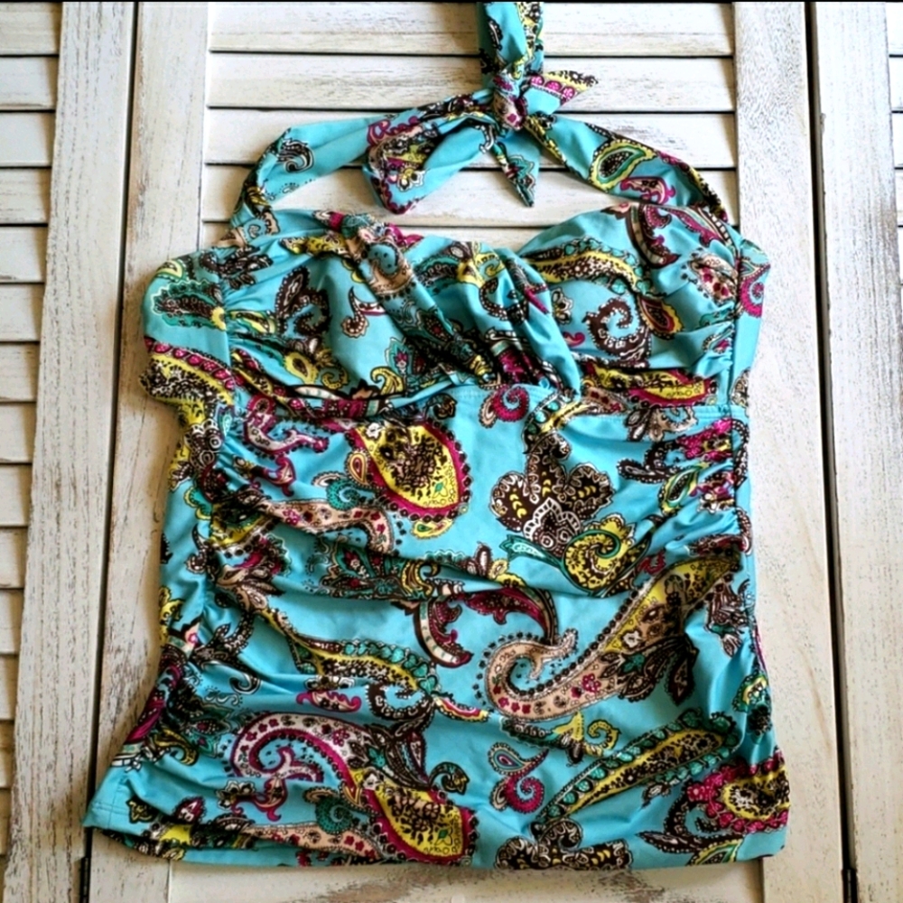 Antonio Melani Turquoise Halter Tankini Swimsuit